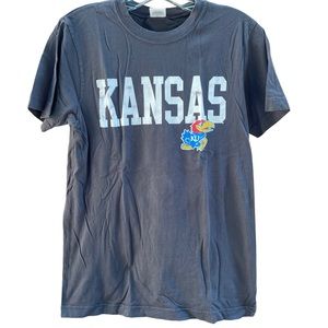 Jones & Mitchell Soft Cotton Vintage Gray Graphic Jayhawk Tee Unisex Small